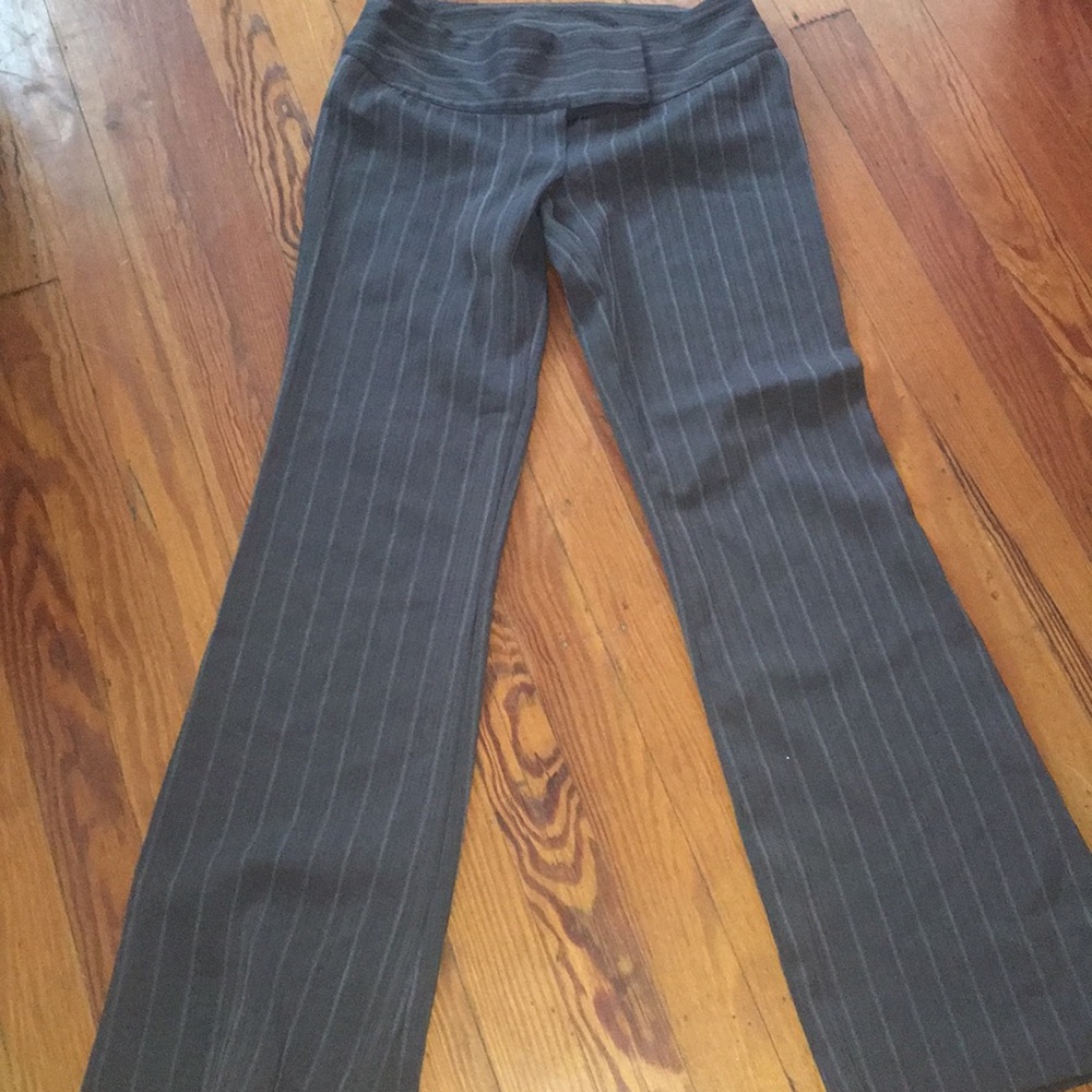 Pinstripe grey slacks